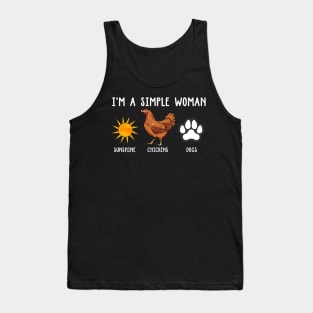 I_m A Simple Woman Sunshine Chickens and Dogs Shirt tee Tank Top